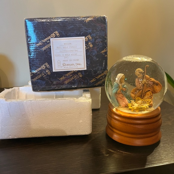 Roman Musical Fontanini Nativity Snow Globe Christmas O Holy Night Vintage - Picture 7 of 11